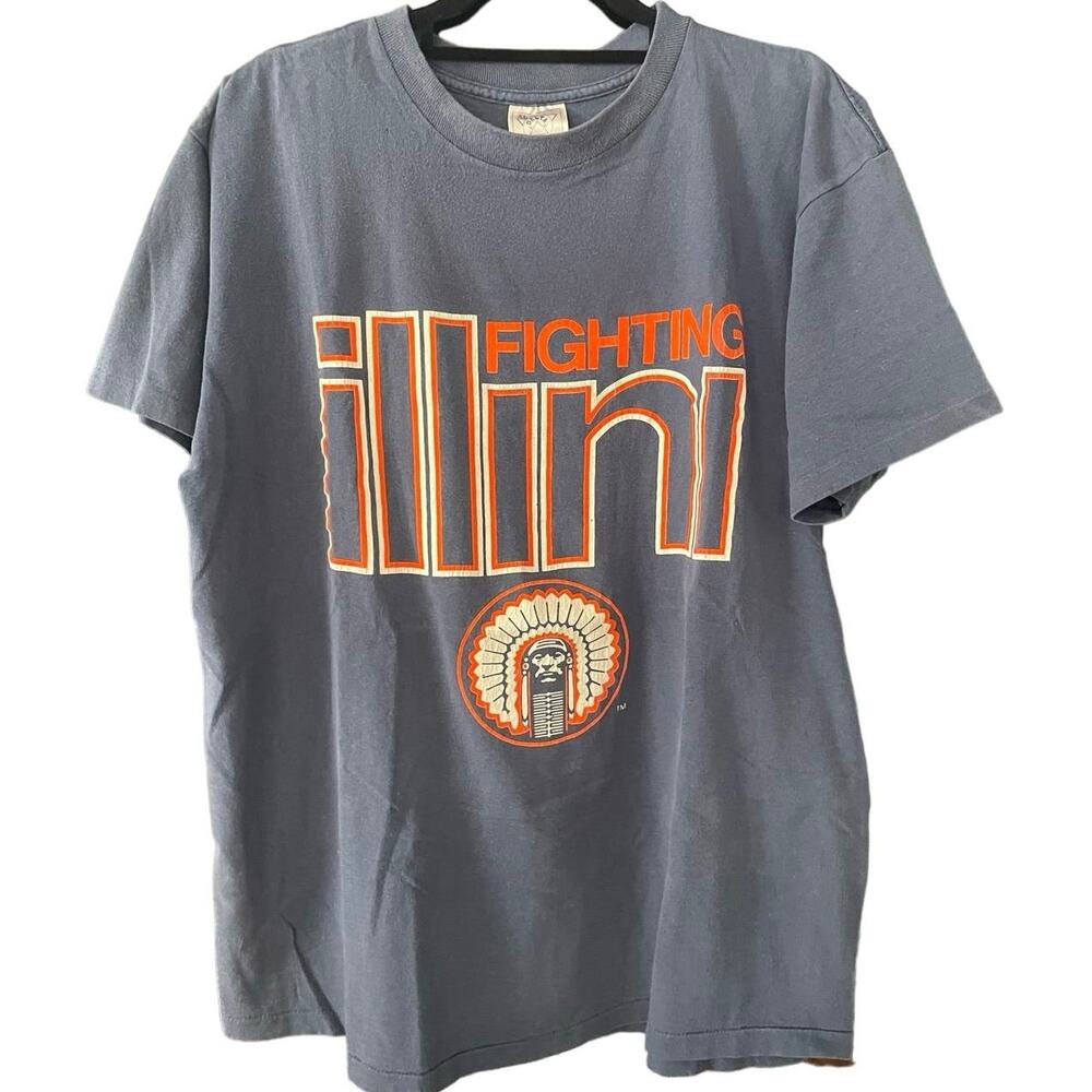 Vintage 90s University of Illinois Fighting Illini Single Stitch Shirt Adult XL